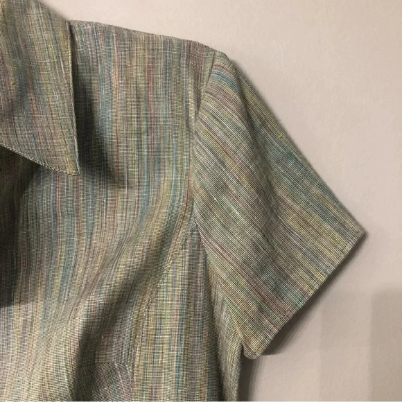 Theory Short Sleeve Button Down Striped Linen Dress Size 0 NWT - Picture 10 of 14